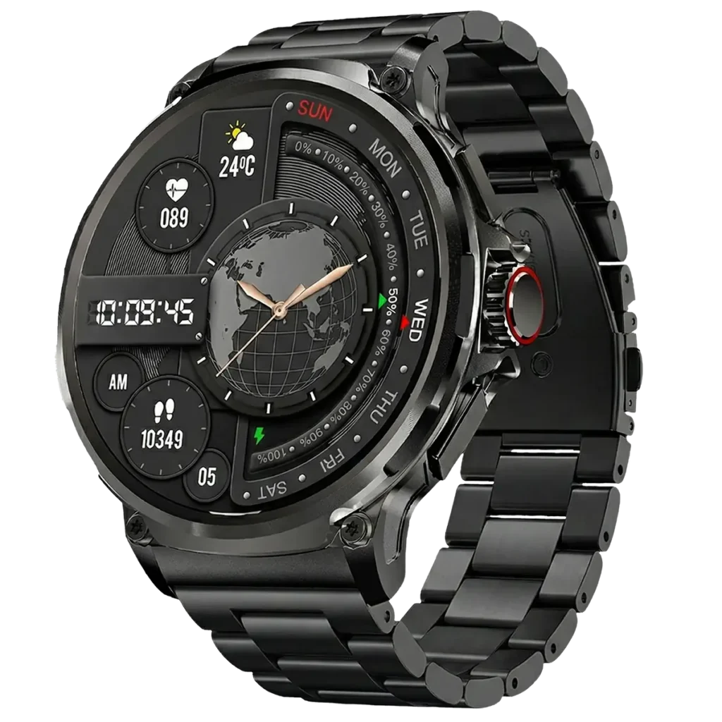 Montre connectée Pulse, finition noire et bracelet en acier
