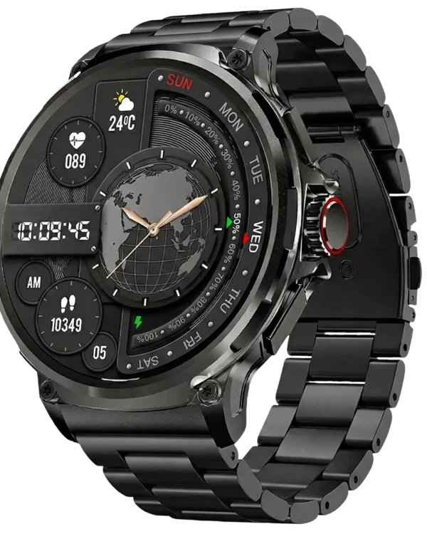 Montre connectée Pulse, finition noire et bracelet en acier