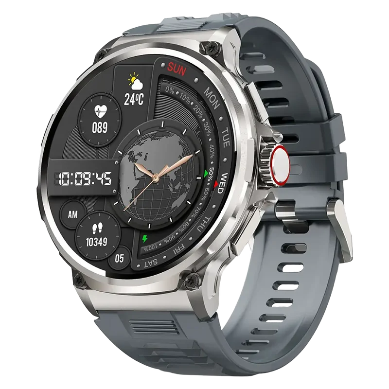 Montre connectée Pulse, boîtier argent et bracelet gris